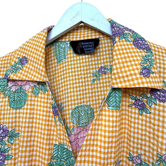Rare Vintage Bouncing Bertha's Banana Blanket Top Medium Yellow 70s Cottagecore - Picture 5 of 14